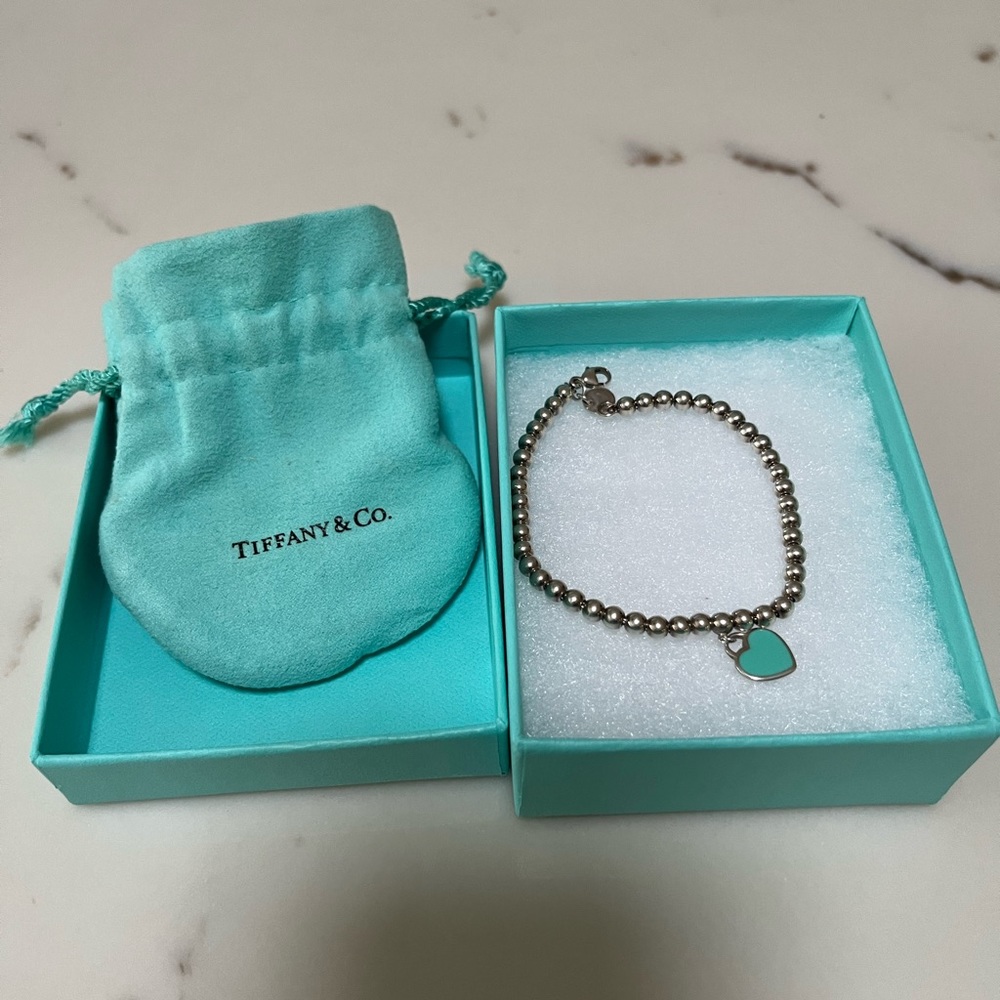 Tiffany Blue® Heart Tag Bead Bracelet - blue enamel min heart
